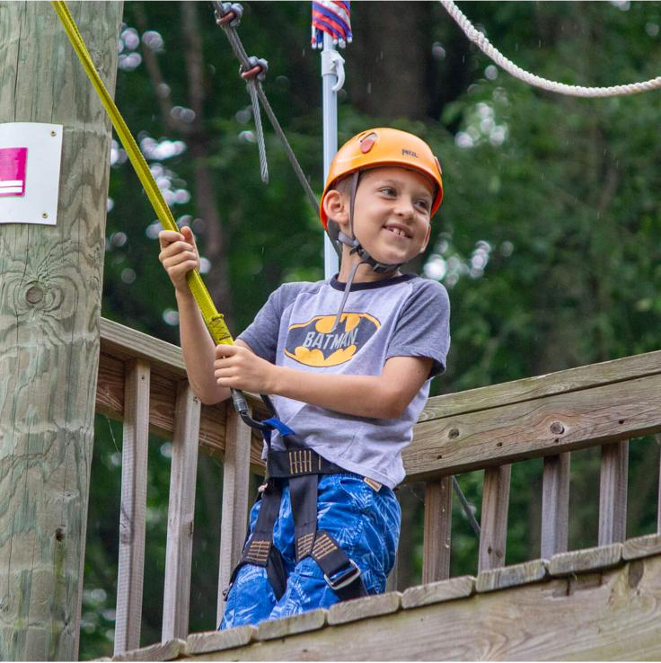 Kid using zipline